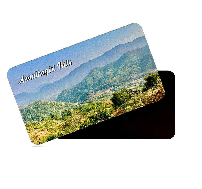 dhcrafts Rectangular Rubber Fridge Magnet / Magnetic Card Multicolor Telangana Ananthagiri Hills Design Pack of 1 (8.6cm x 5.4cm)